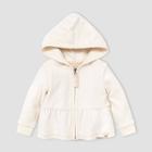 Burt's Bees Baby Baby Girls' Organic Cotton Velour Peplum Hoodie - Off-white 0-3m, Beige/white