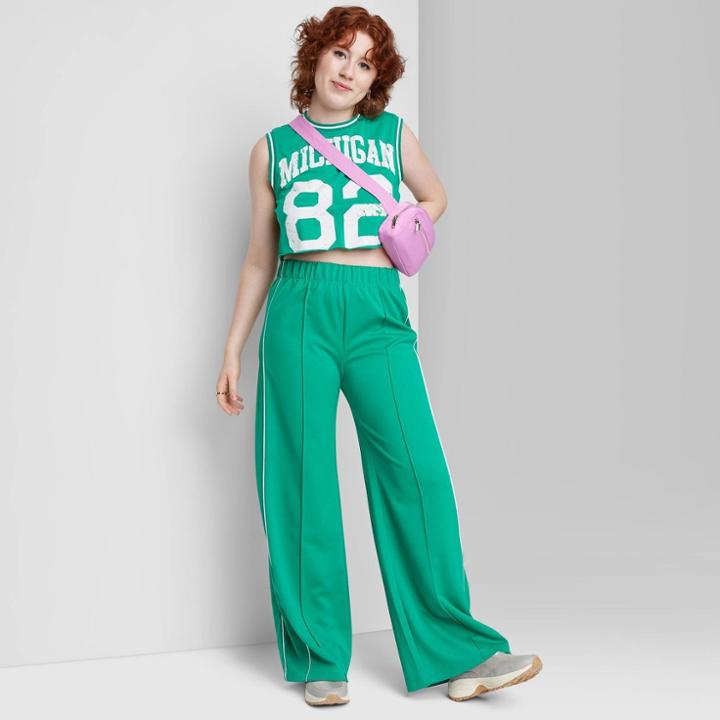 Women's Wide Leg Track Pants - Wild Fable Green Xxs