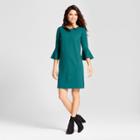 Women's Ponte Ruffle Sleeve Dress - A New Day Dark Green