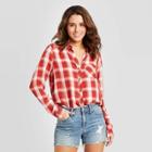 Women's Plaid Long Sleeve Button-down Shirt - Universal Thread Red