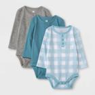 Baby Boys' 3pk Basic Henley Long Sleeve Bodysuit - Cloud Island Blue Newborn