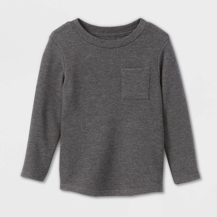 Toddler Boys' Ottoman Long Sleeve Knit T-shirt - Cat & Jack Charcoal Gray