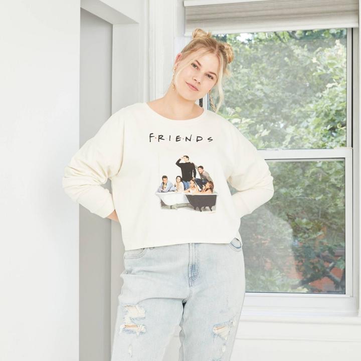Women's Friends Plus Size Graphic Sweatshirt - Cream