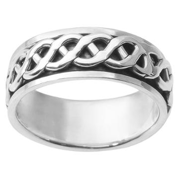 Men's Daxx Sterling Silver Spinner Band - Silver