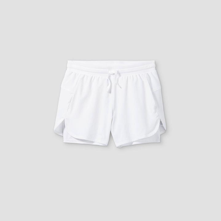 Girls' Double Layered Run Shorts - All In Motion White