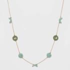 Geometric Beaded Frontal Necklace - Universal Thread Green, Women's