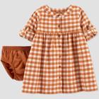 Baby Girls' Gingham Dress - Just One You Made By Carter's Rust Red Newborn