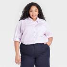Women's Plus Size Striped Long Sleeve Button-down Boyfriend Shirt - A New Day