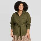 Women's Plus Size Utility Trucker Jacket - A New Day Olive 1x, Women's, Size: