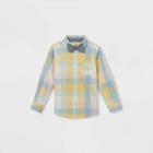 Oshkosh B'gosh Toddler Boys' Plaid Woven Long Sleeve Button-down Shirt & Bow Tie Set - Light Blue/yellow