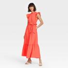 Women's Ruffle Short Sleeve A-line Dress - Who What Wear Orange