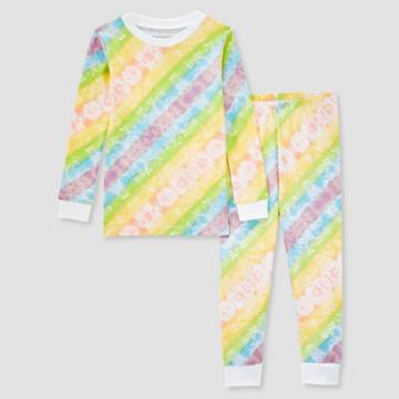 Burt's Bees Baby Toddler 2pc Rainbow Tie-dye Organic Cotton Snug Fit Pajama