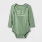 Baby Girls' 'so Little + So Loved + So Happy' Long Sleeve Bodysuit - Cat & Jack Olive Green Newborn