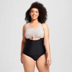 Costa Del Sol Women's Plus Size Knot Front One Piece - Pink