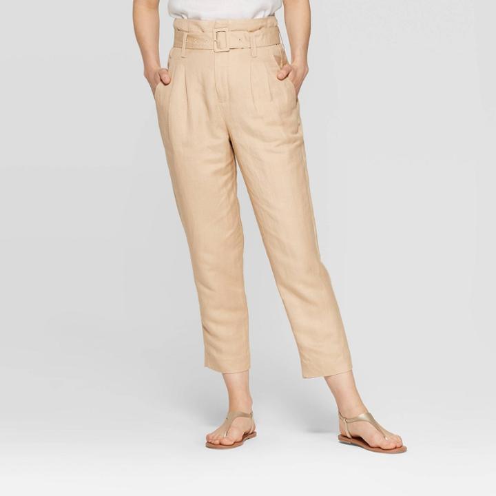 Target Women's Regular Fit High-rise Straight Leg Ankle Length Pants - A New Day Tan