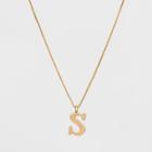 Gold Plated Initial S Pendant Necklace - A New Day Gold, Size: Small, Gold -