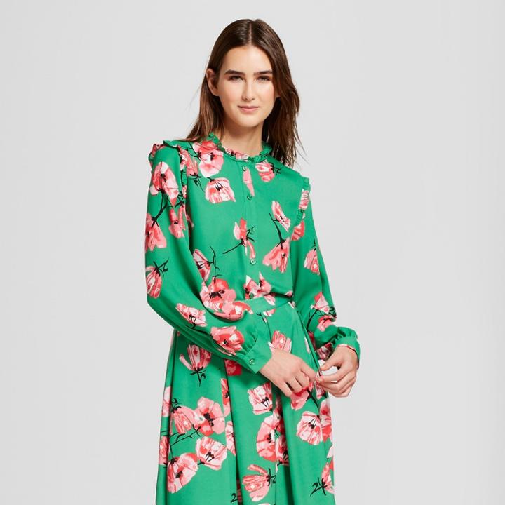 Women's Long Sleeve Frill Trim Blouse - Who What Wear Tulip Print