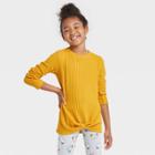 Girls' Printed Cozy Long Sleeve T-shirt - Cat & Jack Mustard