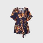 Maternity Floral Print Short Sleeve Woven Blouse - Isabel Maternity By Ingrid & Isabel Navy