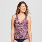 Women's Wrap Front Cup Size Tankini Top - Merona Berry (pink) Paisley