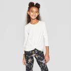 Girls' Long Sleeve Tie Knot Front Tank Top - Art Class Cream
