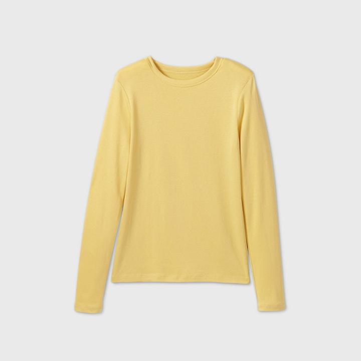 Women's Long Sleeve Fitted T-shirt - A New Day Yellow
