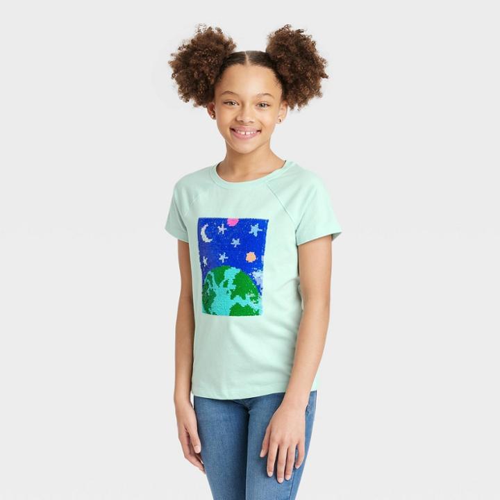 Girls' Flip Sequin Short Sleeve T-shirt - Cat & Jack Green