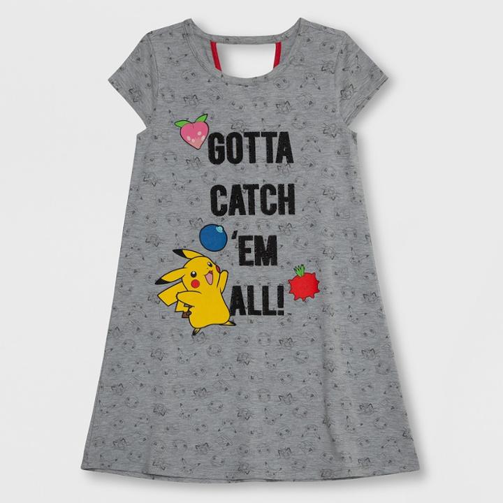 Girls' Pokemon Pikachu Dress - Heather Gray