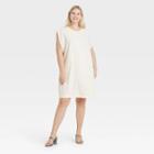 Women's Plus Size Sleeveless T-shirt Dress - A New Day White