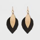 Double Chunky Marquise Overlapping Dangle Earrings - A New Day Black/gold