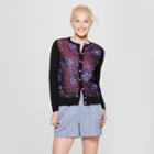 Women's Embroidered Floral Any Day Cardigan Sweater - A New Day Black
