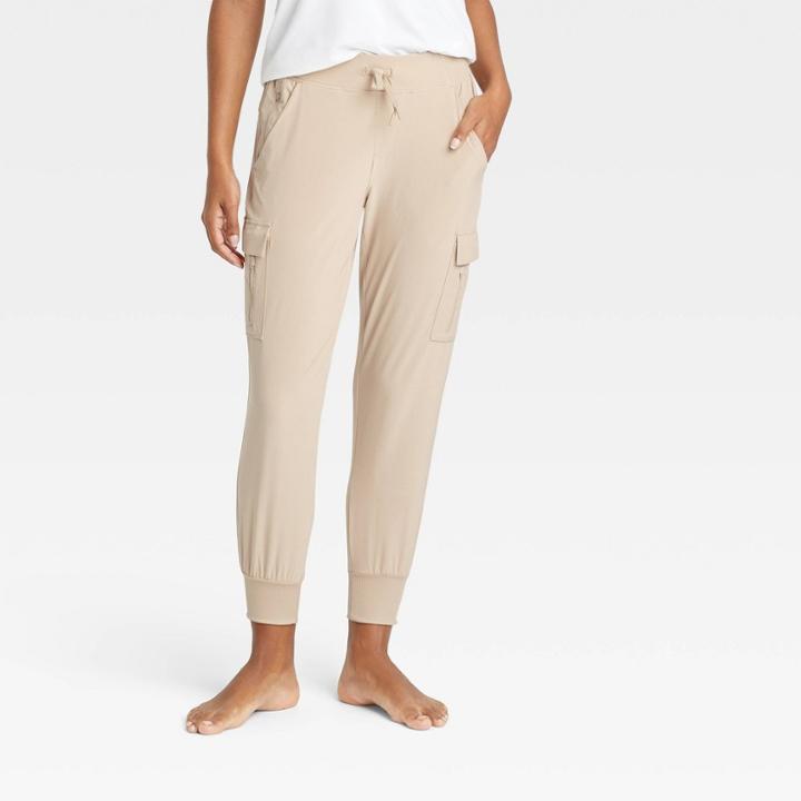 Women's Stretch Woven Taper Cargo Pants - All In Motion Khaki Xs-short, Beige