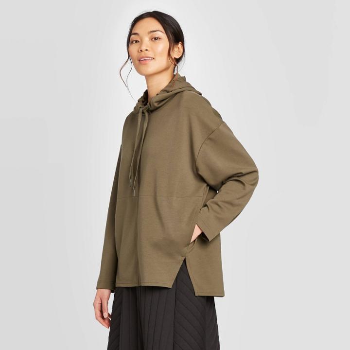 Women's Crewneck Hooded Pullover Sweater - Prologue Green