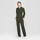 Women's Long Sleeve Collared Utility Jumpsuit - Prologue Olive