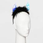 Distributed By Target Light Up Pvc Devil Horn Satin Cover Metal Headband With Marabou - Black