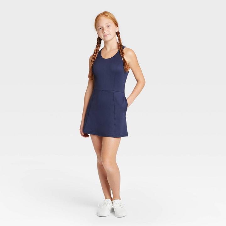 Girls' Criss Cross Back Tennis Dress - All In Motion Navy Xs, Girl's, Blue