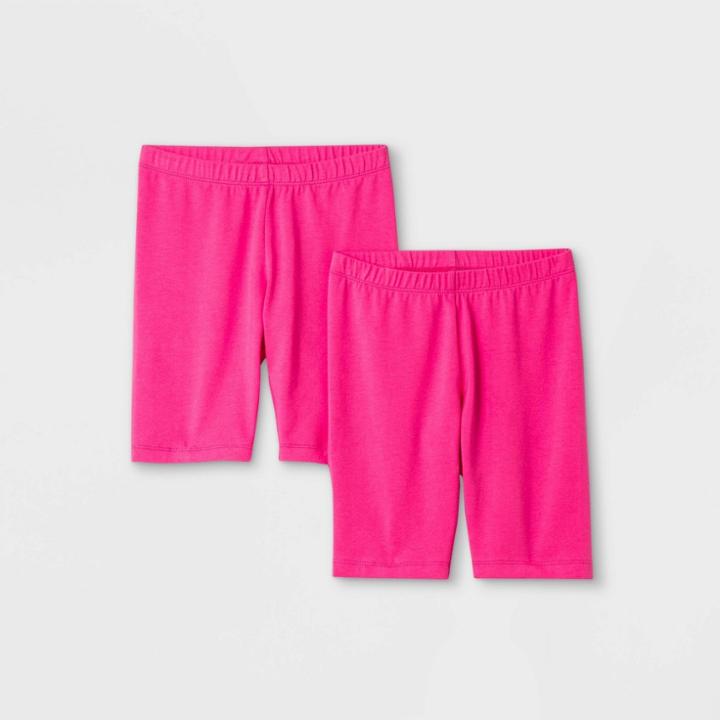 Girls' 2pk Mid-length Bike Shorts - Cat & Jack Pink