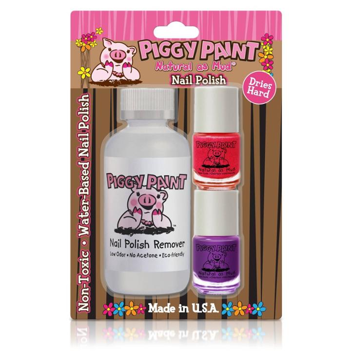 Piggy Paint Polish + Remover Pom Pom Party Girls Rule! - 3ct, Adult Unisex