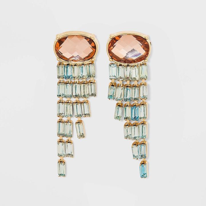 Glass Cascasing Stones Drop Earrings - A New Day Blue
