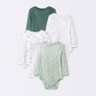 Baby 4pk 'hello Happy' Long Sleeve Bodysuit - Cloud Island Dark Green