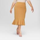 Women's Plus Size Ponte Midi Skirt - Who What Wear Tan