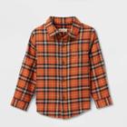 Toddler Boys' Long Sleeve Flannel Button-up Shirt - Cat & Jack Orange
