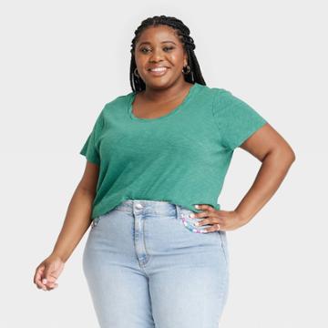 Women's Plus Size Short Sleeve T-shirt - Knox Rose Green