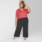 Women's Plus Size Short Sleeve Button-up Linen Camp Shirt - Wild Fable Red