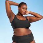 Women's Plus Size Square Neck Crop Tankini Top - Sea Angel Black