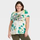 Women's Keith Haring Plus Size Skateboard Short Sleeve Graphic Boyfriend T-shirt - White Tie-dye