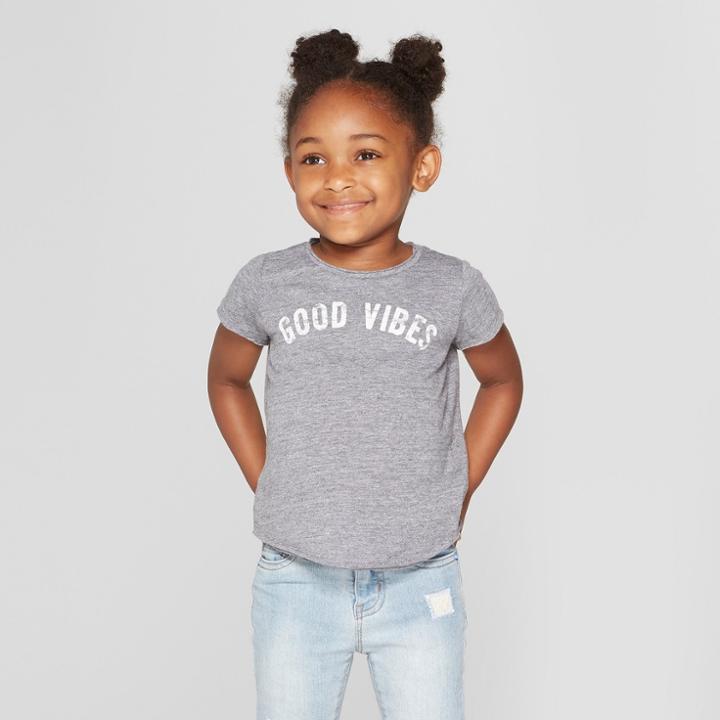 Grayson Mini Toddler Girls' Hi Low Short Sleeve T-shirt - Gray