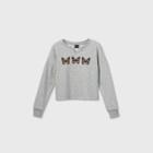 Girls' Notch Neck Graphic Sweatshirt - Art Class Gray