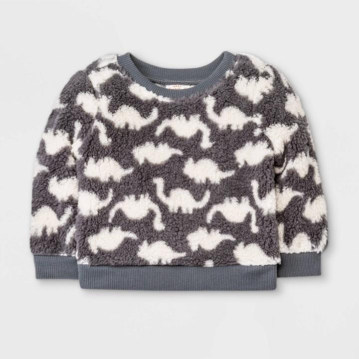 Baby Girls' Dino Cozy Sweatshirt - Cat & Jack Gray