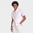 Men's Floral Print Standard Fit Short Sleeve Button-down Shirt - Goodfellow & Co Rose Pink/floral